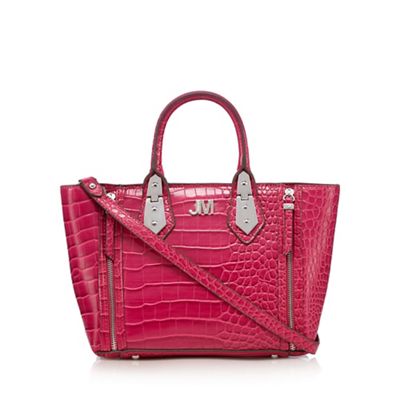 Pink croc-effect textured grab bag
